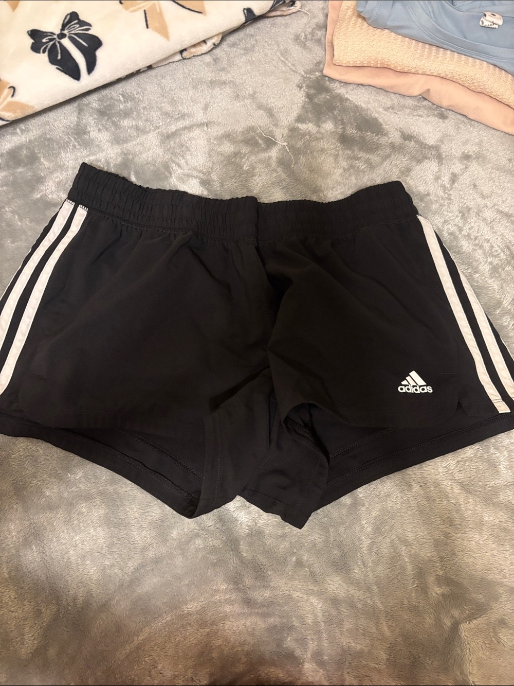 adidas Black Shorts with White Side Stripes